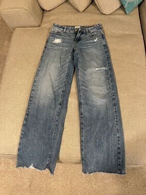 PacSun Wide-Leg Distressed Jeans - Blue Wash